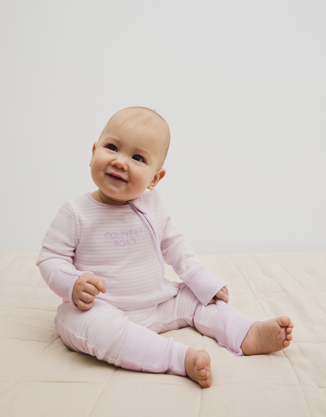 Country Road - Organically Grown Cotton Stripe Rib Jumpsuit