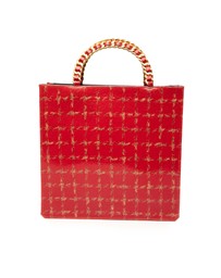 Pre-Loved by Azura Reborn - Pre-Loved Chocolate Bar Patent Tweed Print Tote