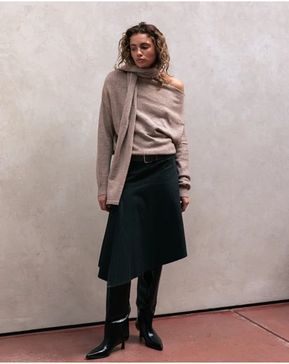 Style Addict - Wool Nora Scarf Knit Top