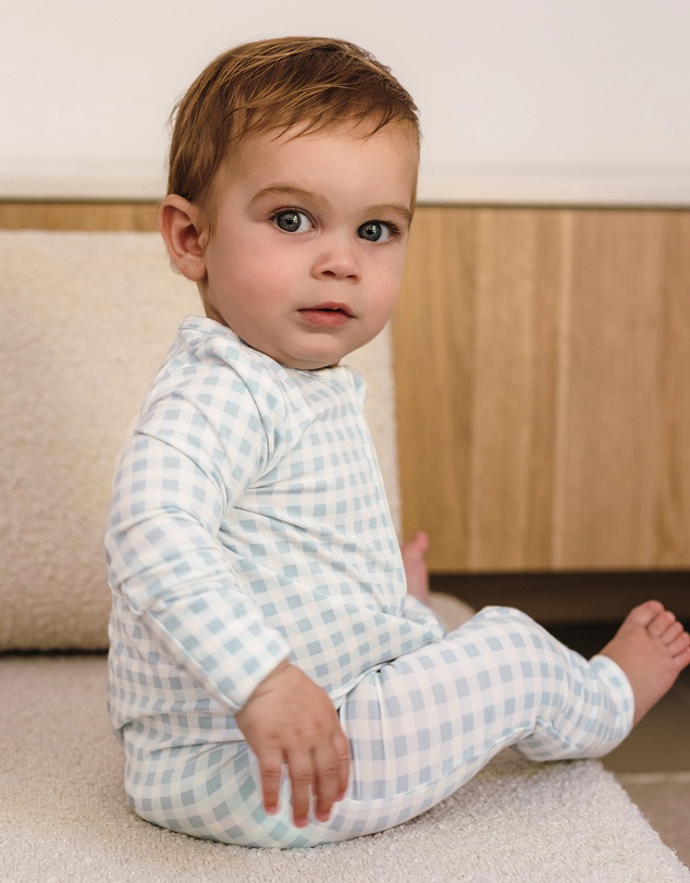 Kynd Baby - Day Or Night Onesie in Blue Gingham