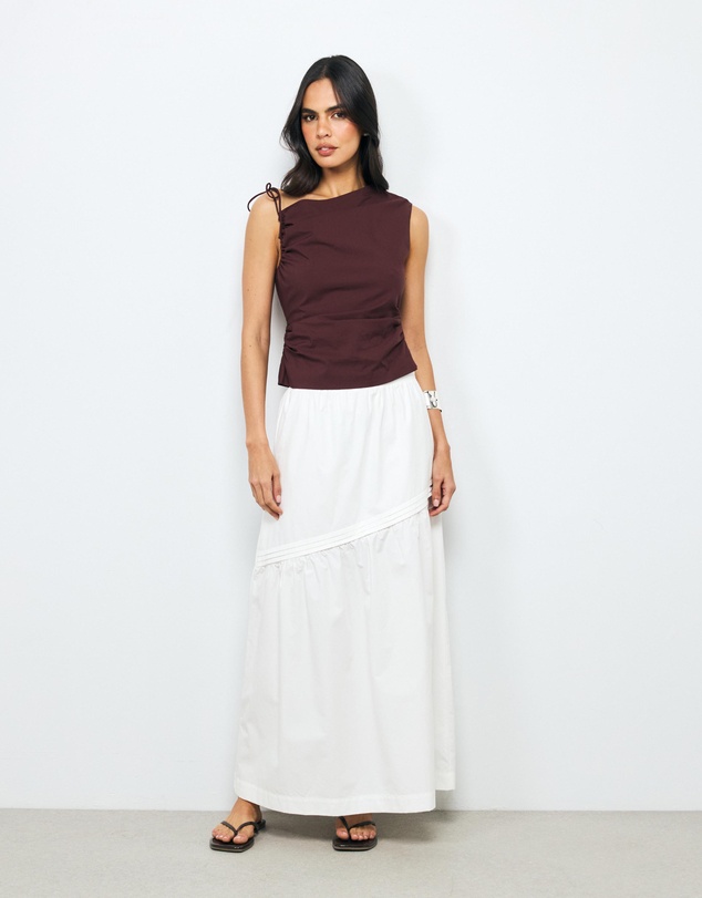 AERE - Margot Cotton Asymmetric Maxi Skirt