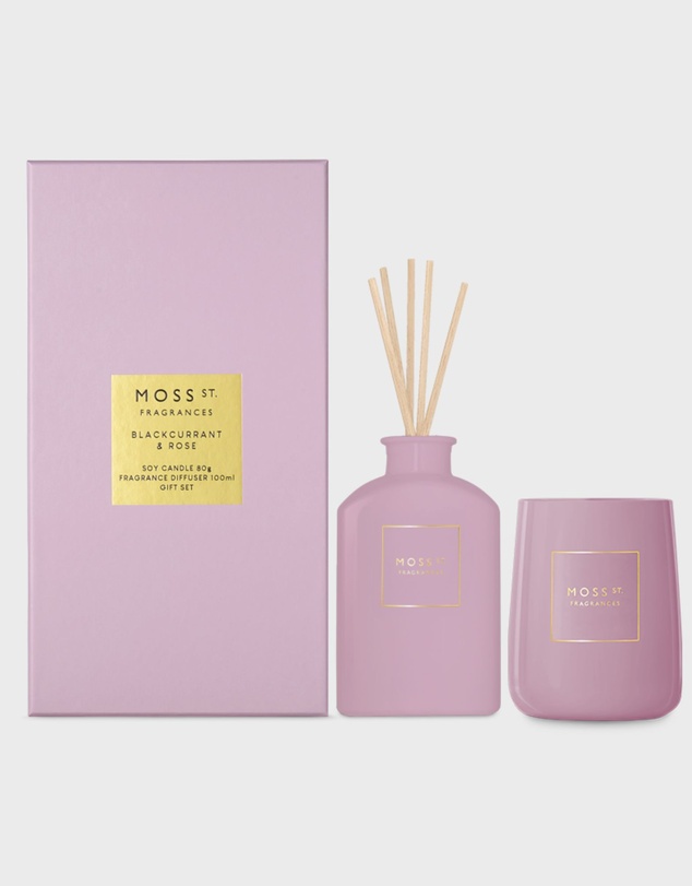 Moss St Fragrances - Blackcurrant & Rose Mini Candle & Diffuser Gift Set