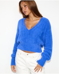 Dazie - Faye Fuzzy V-Neck Sweater