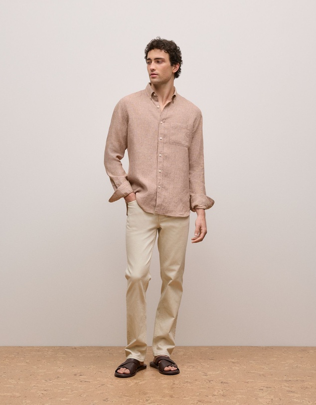 Trenery - Cotton Garment Dyed Twill Pant in Stone