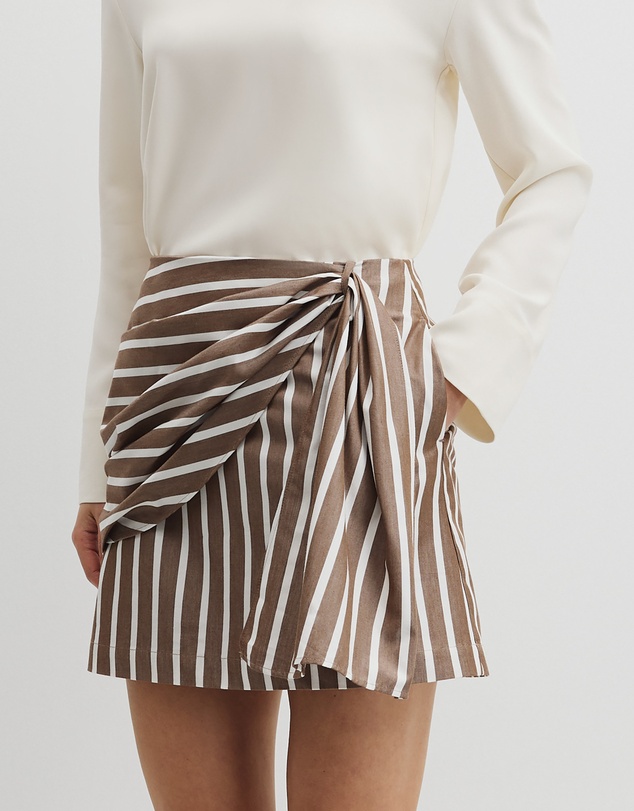 Country Road - Stripe Bow Drape Skirt