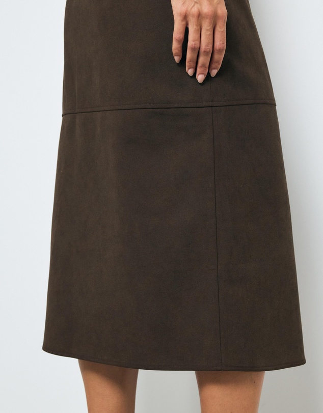 AERE - Anders Suede Look Midi Wrap Skirt