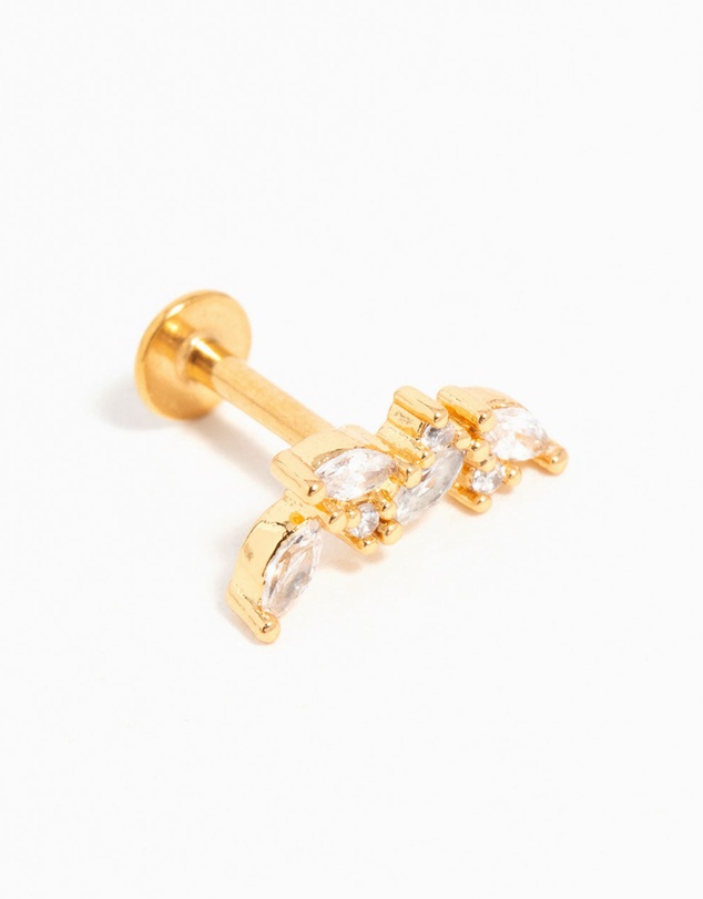 Lovisa - Gold Plated Titanium Cubic Zirconia Vine Crawler Flat Back Stud