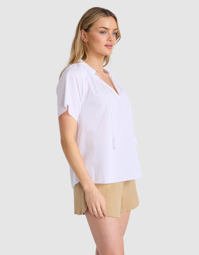 Seafolly - Cotton Voile Short Sleeve Peasant Top