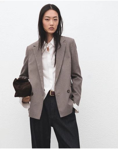 M.N.G - Double-Breasted Micro-Houndstooth Jacket