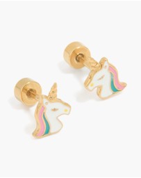 Lovisa - Kids Gold Plated Surgical Steel Unicorn Flat Back Earrings