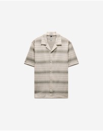 Calibre - Textured Stripe Cuban Collar Shirt Neutral