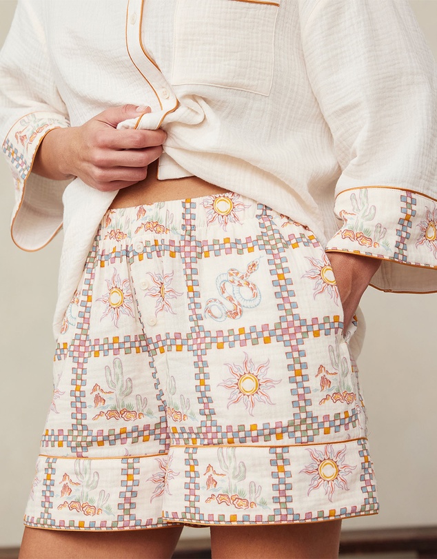 Chelsea Peers - Cotton Desert Patchwork Print Short Pyjama Set