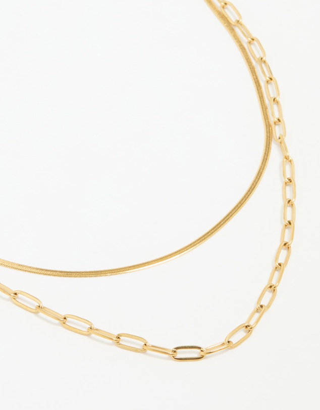 Lovisa - Waterproof Gold Plated Stainless Steel Double Link Layered Necklace