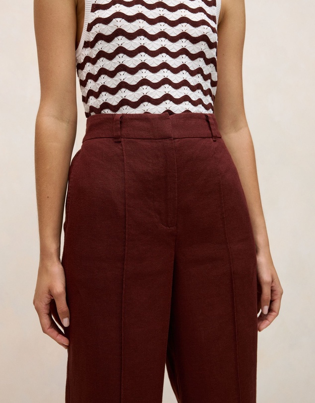 Trenery - Linen Pintucked Pant in Espresso