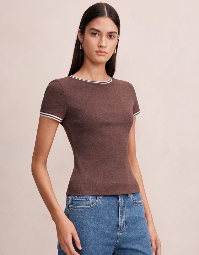Forever New - Rosie Tipped Trim Short Sleeves T-shirt