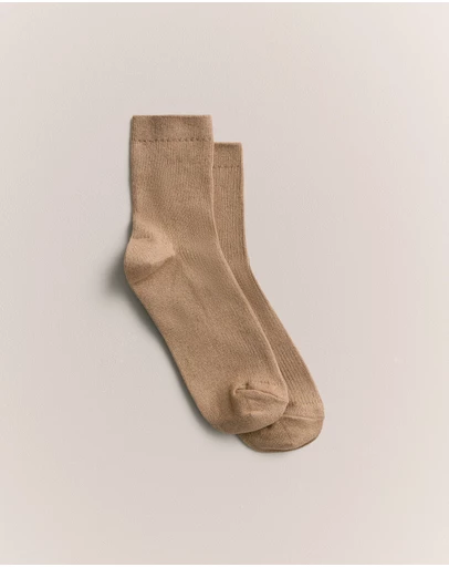 Trenery - Metallic Rib 1/4 Crew Sock in Light Camel