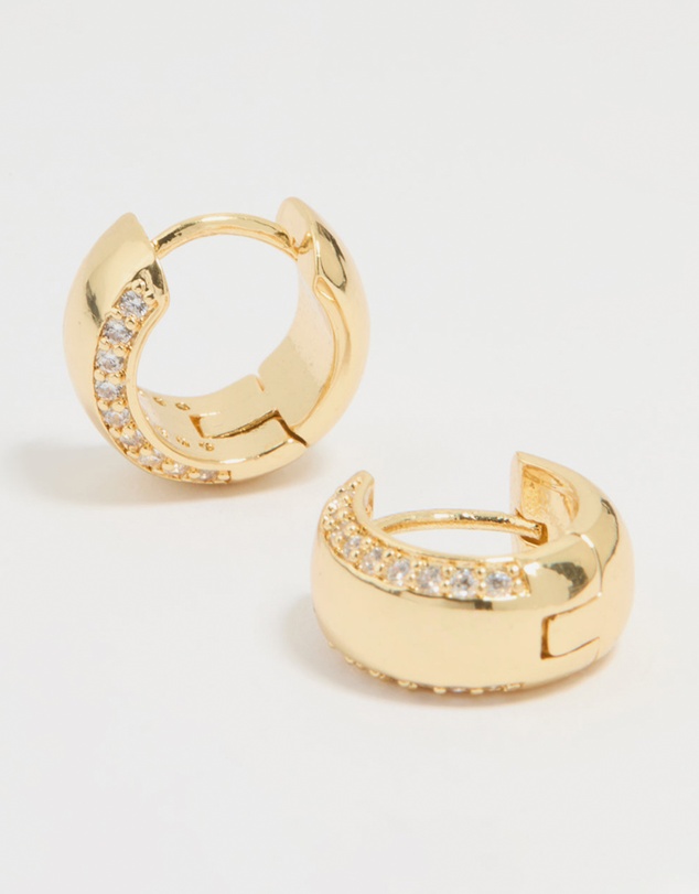 Lovisa - Gold Plated Cubic Zirconia Outline Bold Huggie Earrings