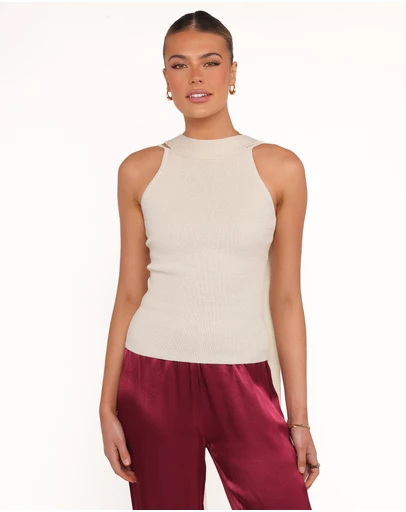 Petal & Pup - Rhea Halterneck Top - Cream Gold