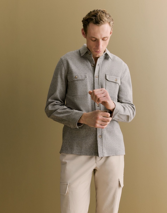 Trenery - Puppytooth Jacquard Overshirt in Asphalt