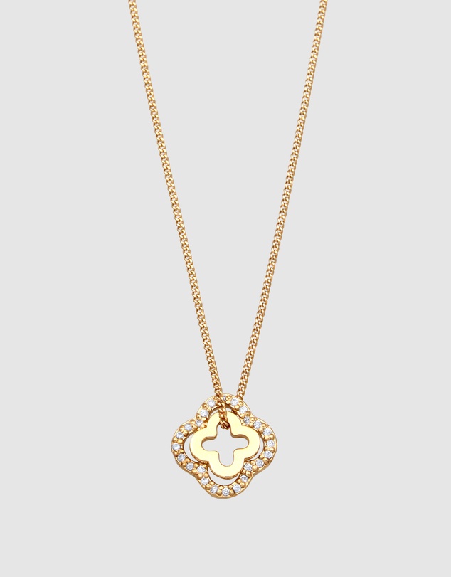 Elli Jewelry - Necklace Crystal Cloverleaf 925 Sterling Silver Gold-Plated
