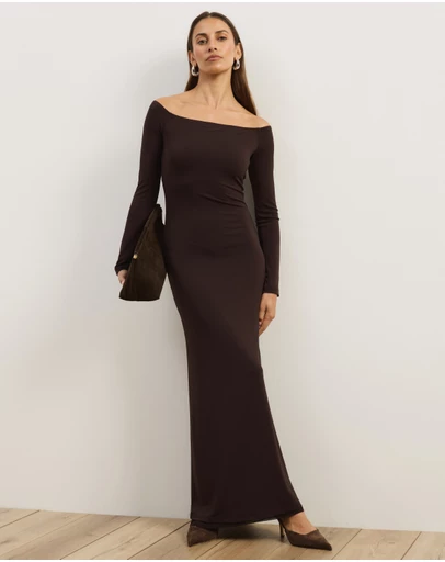 Atmos&Here - Hanna Long Sleeve Off-Shoulder Maxi Dress
