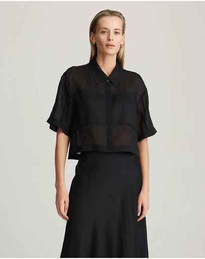 Mattir - Aire Ramie Crop Black