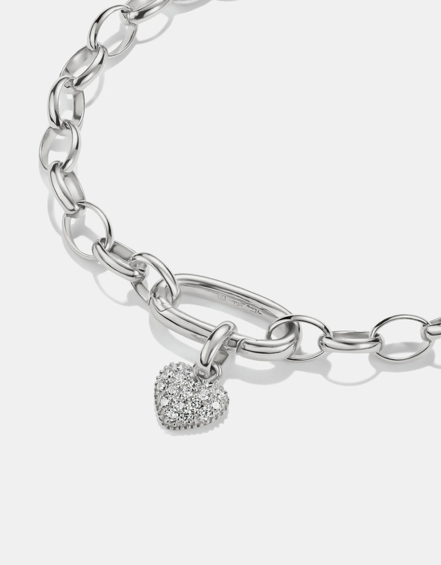 THOMAS SABO - Silver-Plated Heart Charm with Prong-Set White Zirconia