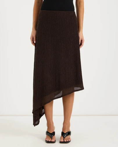 Calli - Romy Asymmetric Textured Jersey Midi Skirt