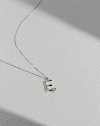 Wanderlust + Co - Alphabet Bubble Silver Necklace - Letter E