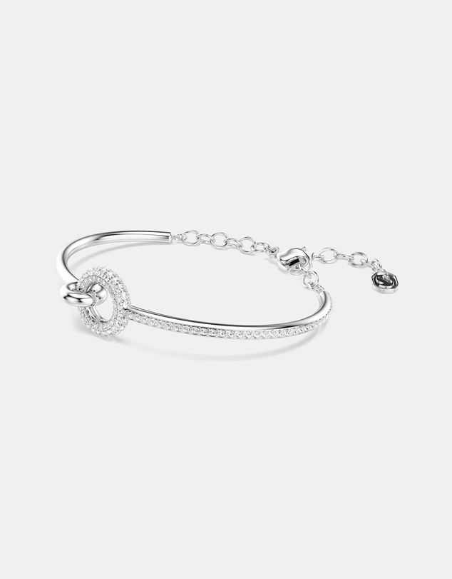 Swarovski - Dextera Bangle, Round Cut, White, Rhodium Plated