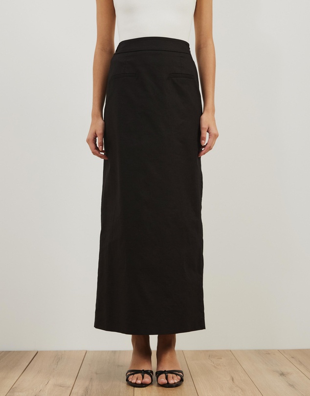 Atmos&Here - Neeve Linen Blend Welt Pocket Midi Skirt