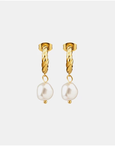 Zoe Olivia - Waterproof Twist Pearl Drop Stud Hoops