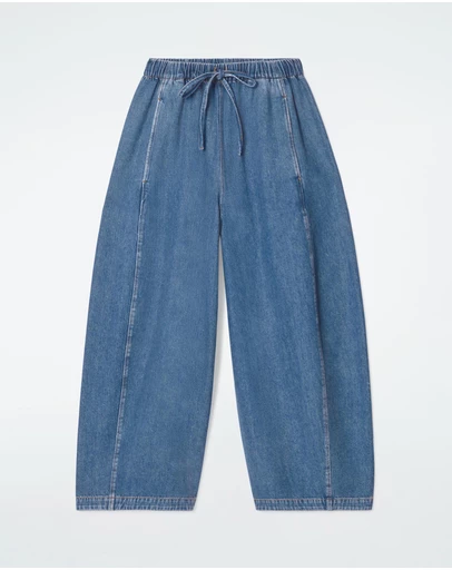 COS - Barrel Leg Denim Drawstring Trousers