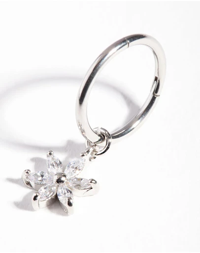Lovisa - Surgical Steel Floral Cubic Zirconia Belly Ring