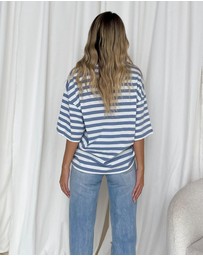 Dazie - Nostalgia Stripe Oversized Boyfriend Tee