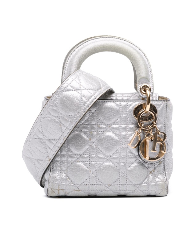 Pre-Loved by Azura Reborn - Pre-Loved Mini Metallic Grained Calfskin Cannage Lady Dior