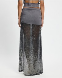 Jaded London - Sequin Mesh Maxi Skirt With Fold Over Waistband