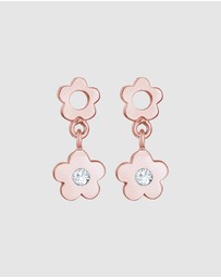Elli Jewelry - Earrings Kids Flower Pendant Playful with Crystals in 925 Sterling Silver Rose Gold Plated