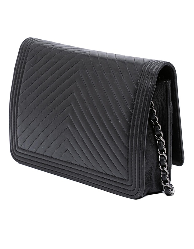 Pre-Loved by Azura Reborn - Pre-Loved Chevron Lambskin Boy Wallet on Chain