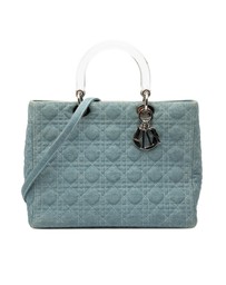 Pre-Loved by Azura Reborn - Pre-Loved Large Denim Cannage Acrylic Handles Lady Dior