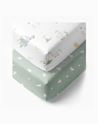 Living Textiles - 2 Pack Organic Cot Fitted Sheet - Goosey Goosey