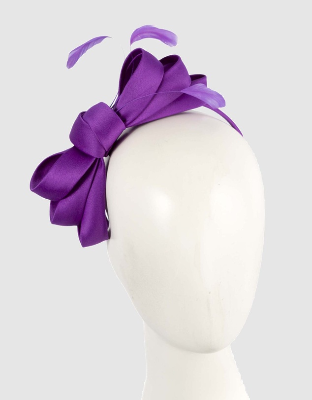 Max Alexander - Large Purple Satin Bow Racing Fascinator