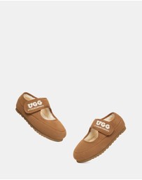 EVERAU - Australian Shepherd Ugg Velvi Kids Cow Suede Upper Loafer Oxfords Flats