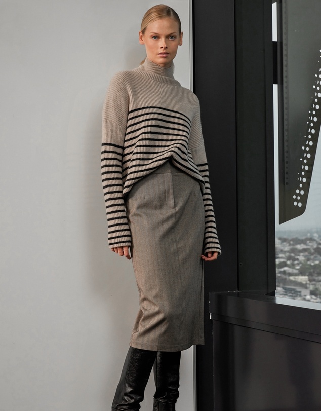 Forcast - Allara Herringbone Midi Skirt