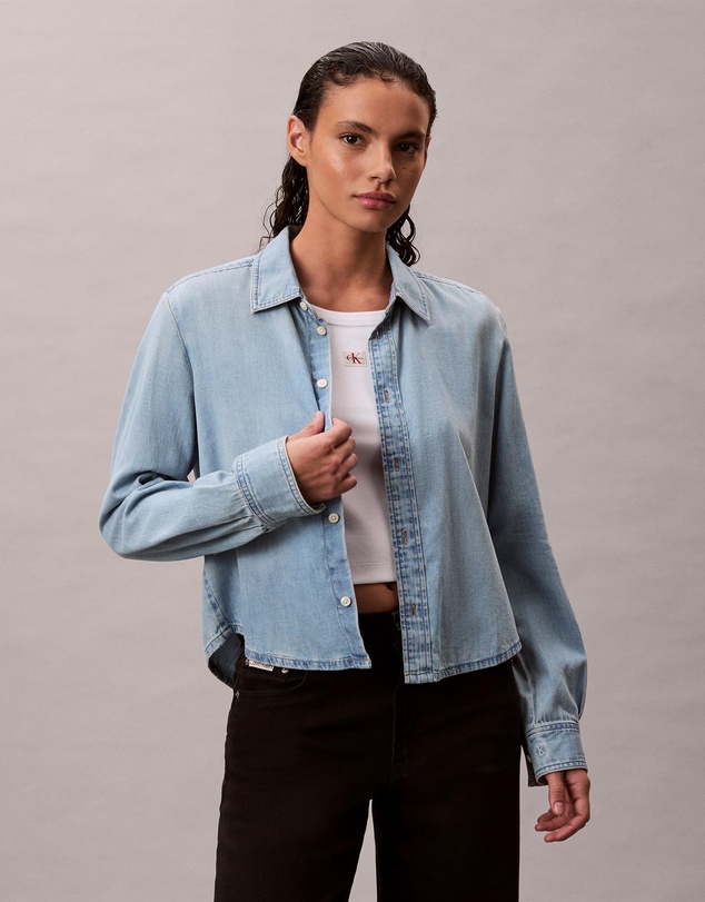 Calvin Klein Jeans - Denim Cropped Button-Down Shirt