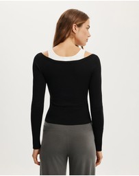 Cotton On - Long Sleeve Boatneck Layered Knit