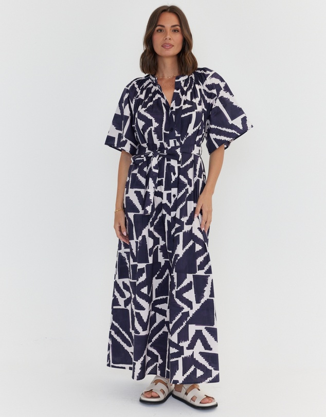 ALEXANDRA - Kitto Dress Navy Geo Print