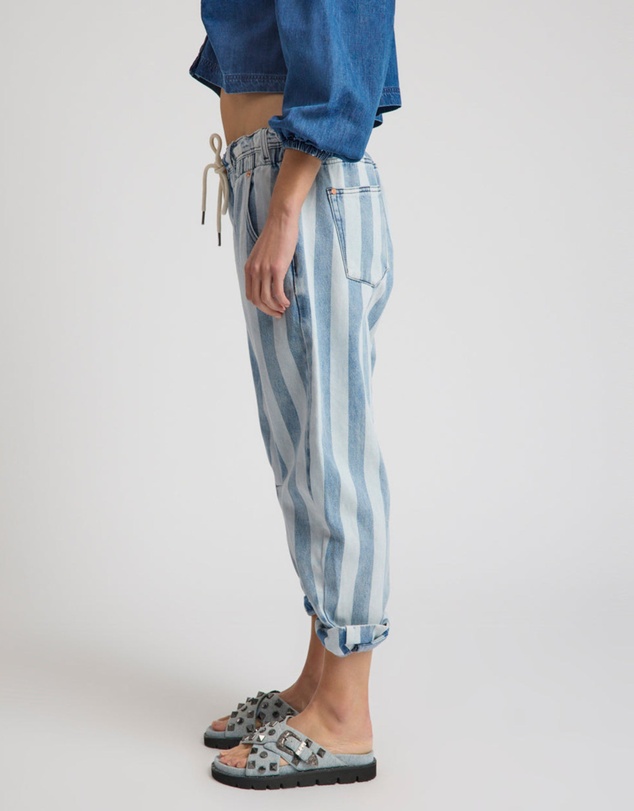 ONE TEASPOON - Outcasts Low Waist Drop Crotch Harem Denim Jeans - Beach Club Stripe