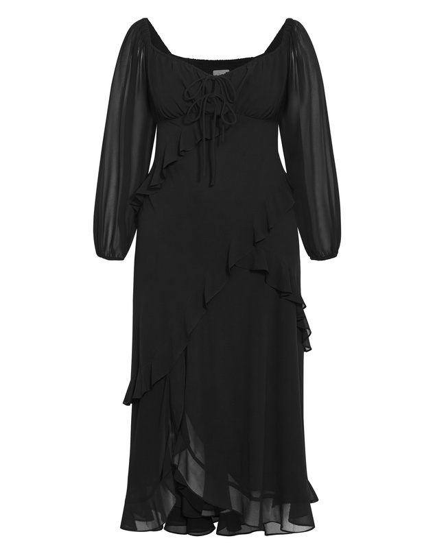 City Chic - Plus size Shayla Long Sleeve Maxi Dress - black