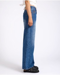 ONE TEASPOON - Jackson Mid Waist Wide Leg Denim Jeans - Blue Animal